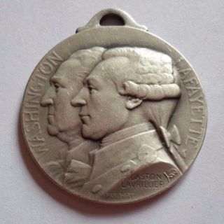 1917 Ww1 Washington Lafayette France & Usa Bastille & Independence Day Medal photo