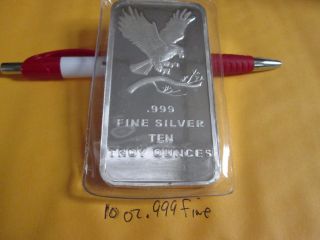 10 Oz.  999 Fine Silver Eagle Bullion Bar photo
