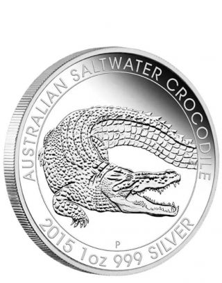 Australian Saltwater Crocodile 2015 1oz Silver Proof Coin Australia photo