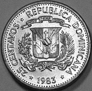 Dominican Republic 1983 25 Centavos - - - Gem Prooflike B U - - - photo