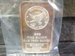 1 Oz 999 Silver Bar 1989 Sunshine - Sunshine Mining photo