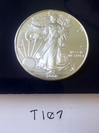 Nr - 2008 Silver American Eagle 1 Ozt Coin -.  999 Silver - Bullion Round Coin Bu photo