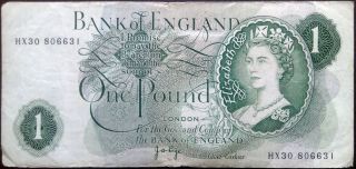 Great Britain Banknote - Bank Of England - 1 One Pound - Year 1960 - 1978 photo