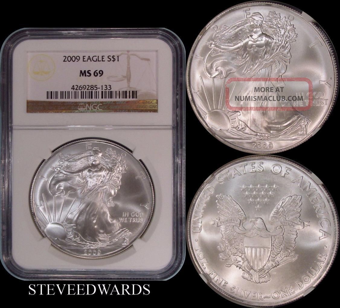 2009 Ase Ngc Ms69 American Silver Eagle Coins photo