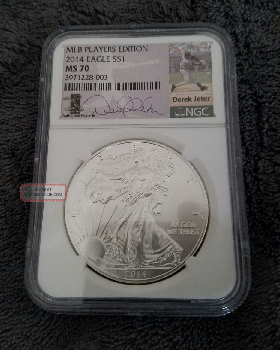 2014 American Silver Eagle Ngc Ms70 - Mlb Player Label - Derek Jeter Silver photo
