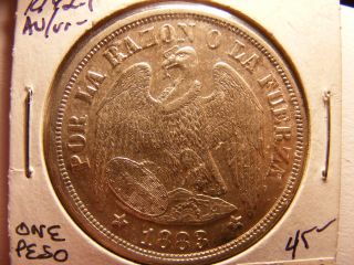 Chile Silver 1 Peso,  1883,  Au,  Coin photo