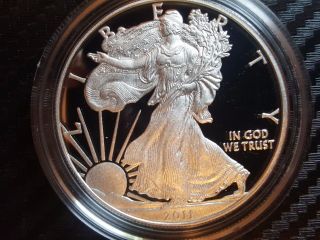 2011 W Silver Proof American Eagle Dollar 1 Oz Us & photo