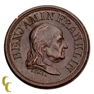 Civil War Token B.  Franklin A Penny Saved (au) About Uncirculated photo
