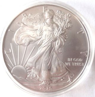 2015 American Silver Eagle.  999 1 Oz $1 Silver Bullion Bu Coin H40 Holder photo