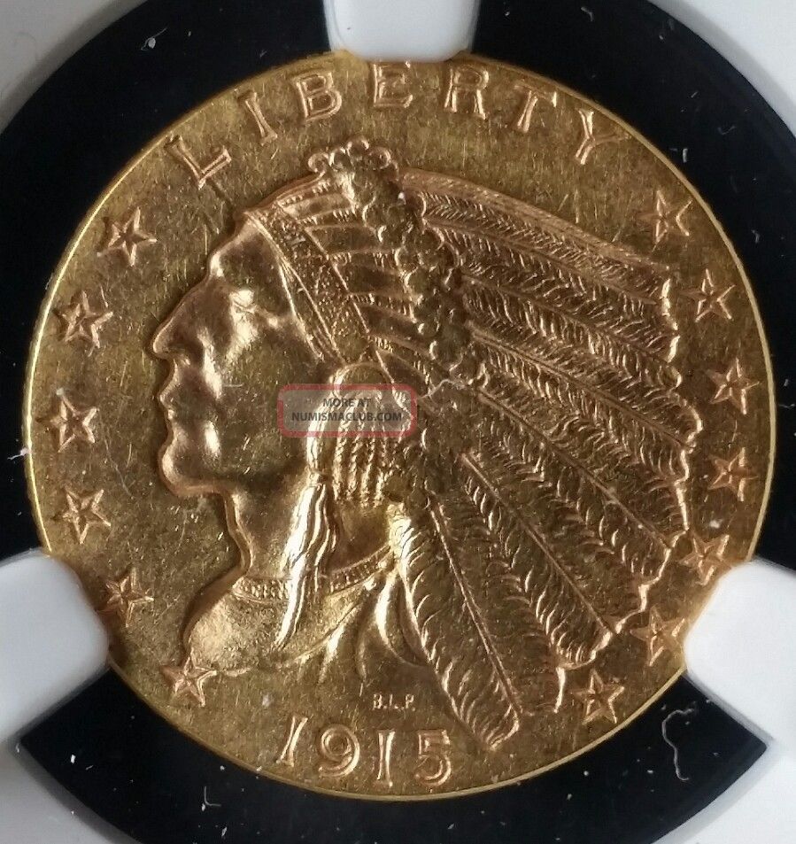 1915 $2.  50 Incuse Indian Gold Quarter Eagle Ngc Ms61 Gold photo