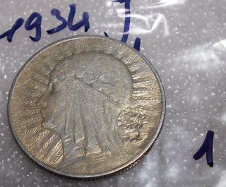 Poland 5 Zlotych Silver Coin 1934 Circulated / Queen Jadwiga (1) photo
