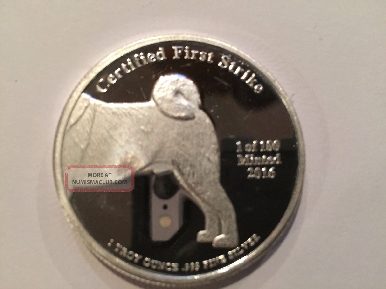 Flash 1 Ounce. 999 Fine Silver Private Akita Dog Coin Round