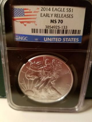 2014 Ms70 Early Releases Ngc Silver Eagle 1oz Silver Dollar photo