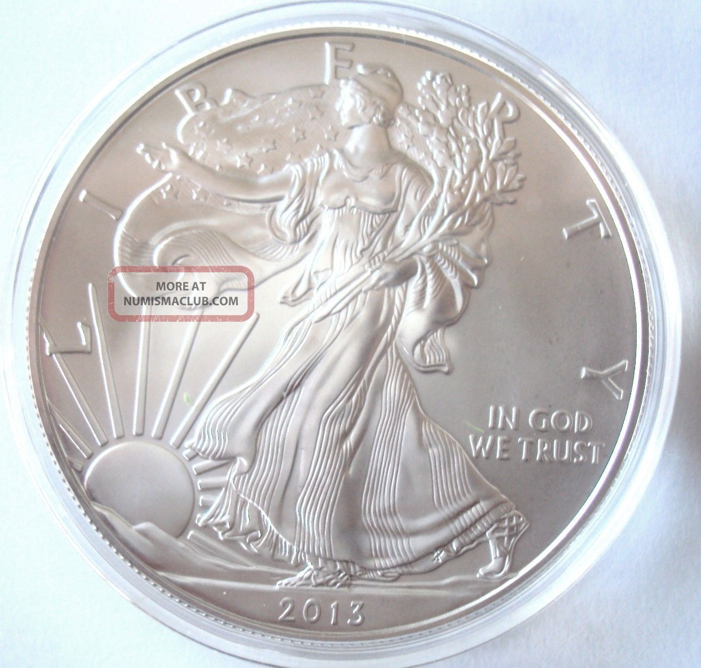 2013 American Silver Eagle.  999 1 Oz $1 Silver Bullion Bu Coin H40 Holder Silver photo