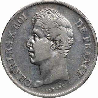 1828 W France 5 Francs,  Charles X,  Ag Cleaned - Km 728.  13 photo