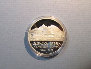 R Slovakia 200 Korun 1996 Mountain Railway Zubacka Silver Proof Coin Slovak Rep photo