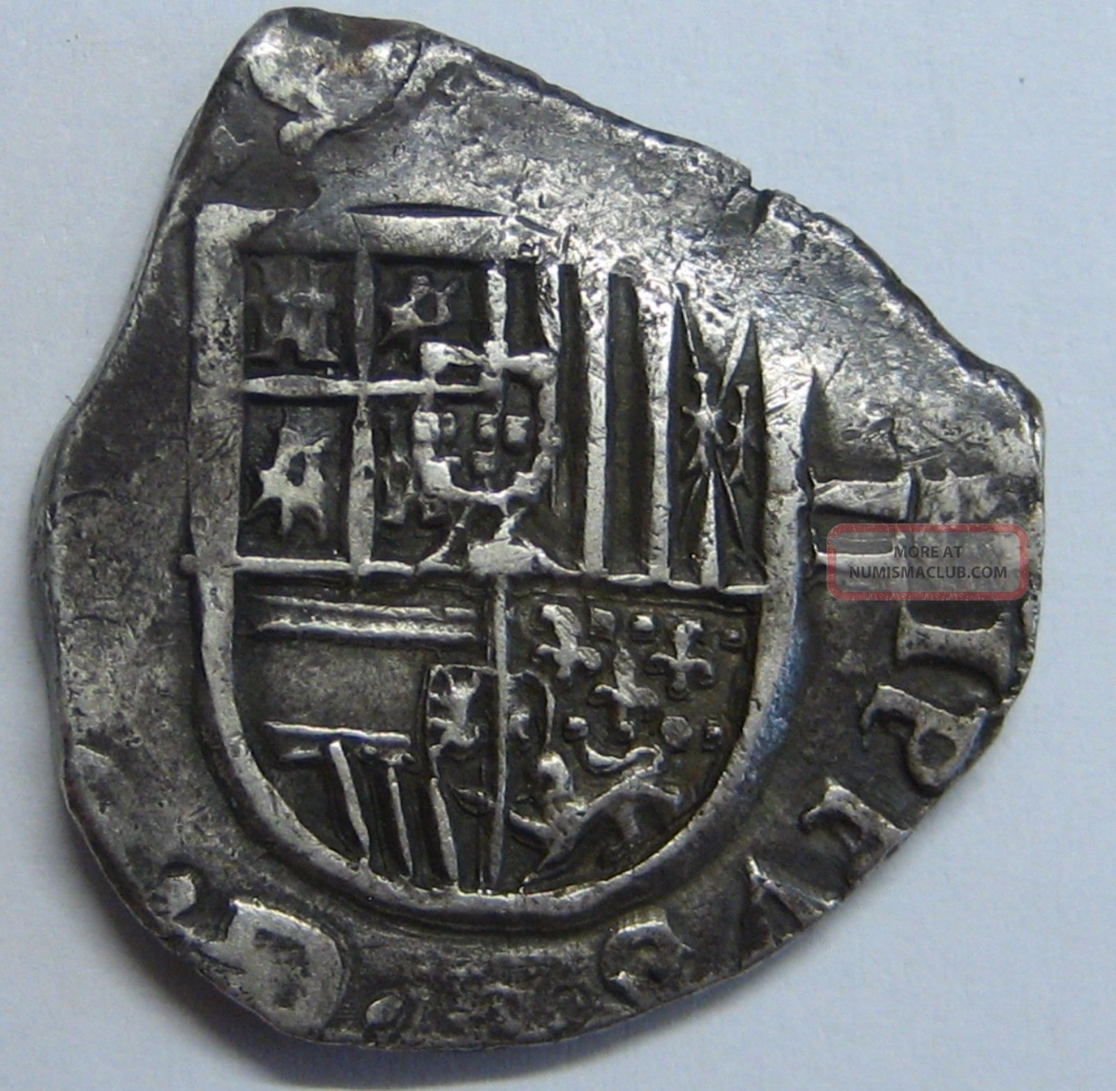 Spanish Colonial 2 Real Cob Philip Century Xvii Silver Coin Spain