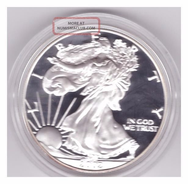 2002 Silver Eagle Proof In Case (w/ Box &) Pristine Coins photo