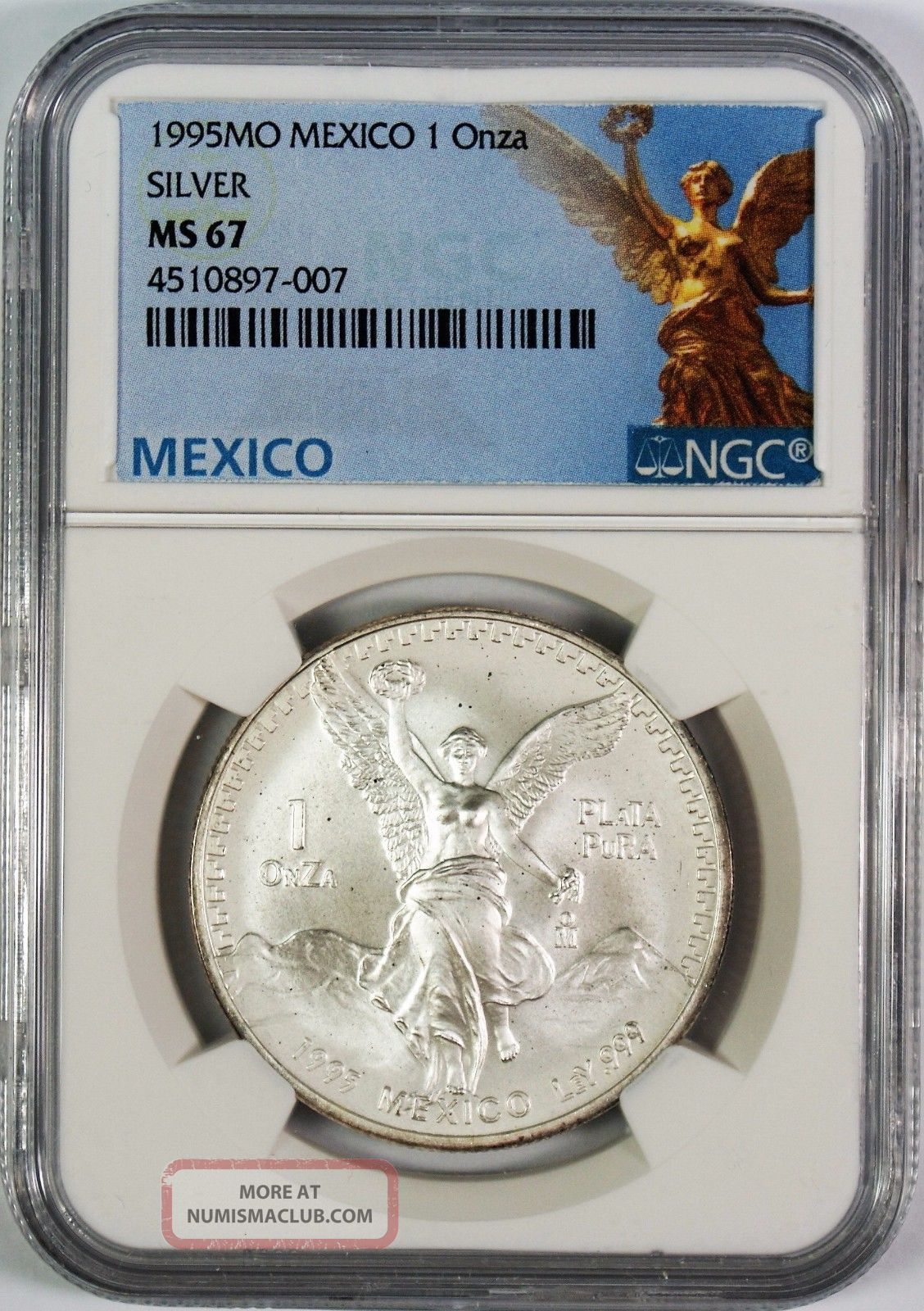1995 Mexico Libertad 1 Onza 1 Oz.  Plata Pura Silver Coin Ngc Ms67 Mexico photo