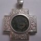 Ancient Widows Mite Coin Aber & Levine Sterling Silver Cross Pendant Coins: Ancient photo 2