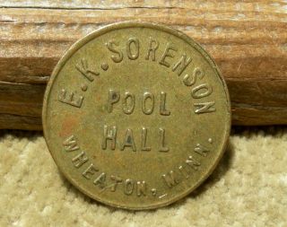Ca 1910 Wheaton,  Minnesota Mn (traverse Co) Billiards Pool Hall Merchant Token photo