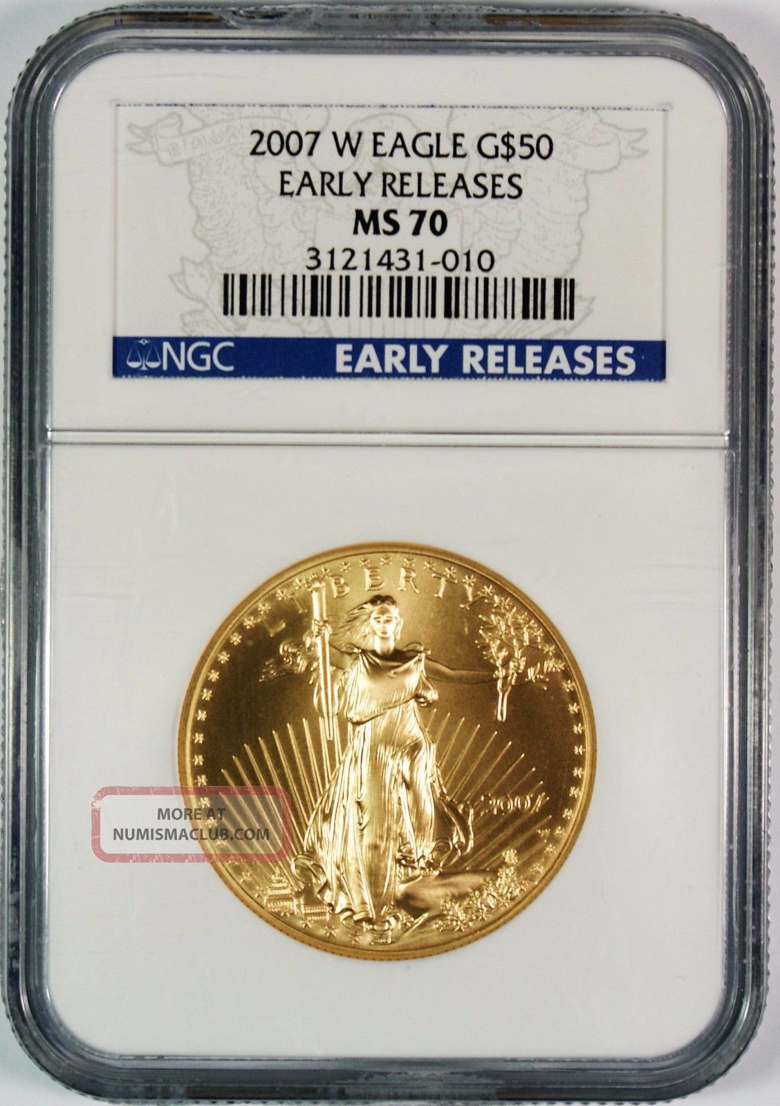 2007 - W $50 American Gold Eagle Ngc Ms70 Early Releases Gold photo