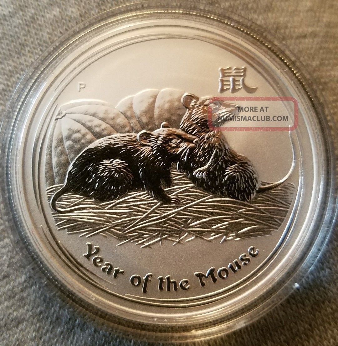 2008 1 Oz Silver Australian Perth Lunar Year Of The Mouse Coin Commemorative photo