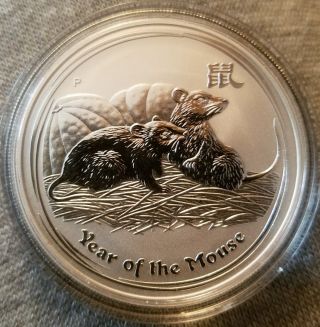 2008 1 Oz Silver Australian Perth Lunar Year Of The Mouse Coin photo