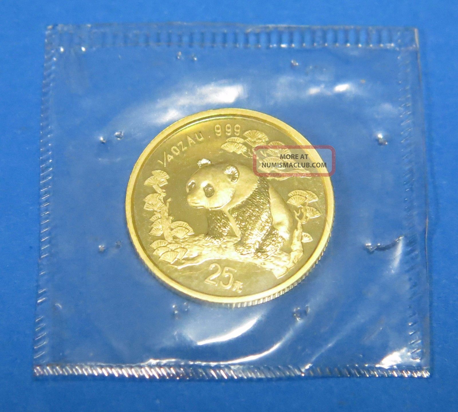 1997 25 Yuan 1/4oz.  999 Au Gold Panda Coin Proof Chinese 8.  4g China photo