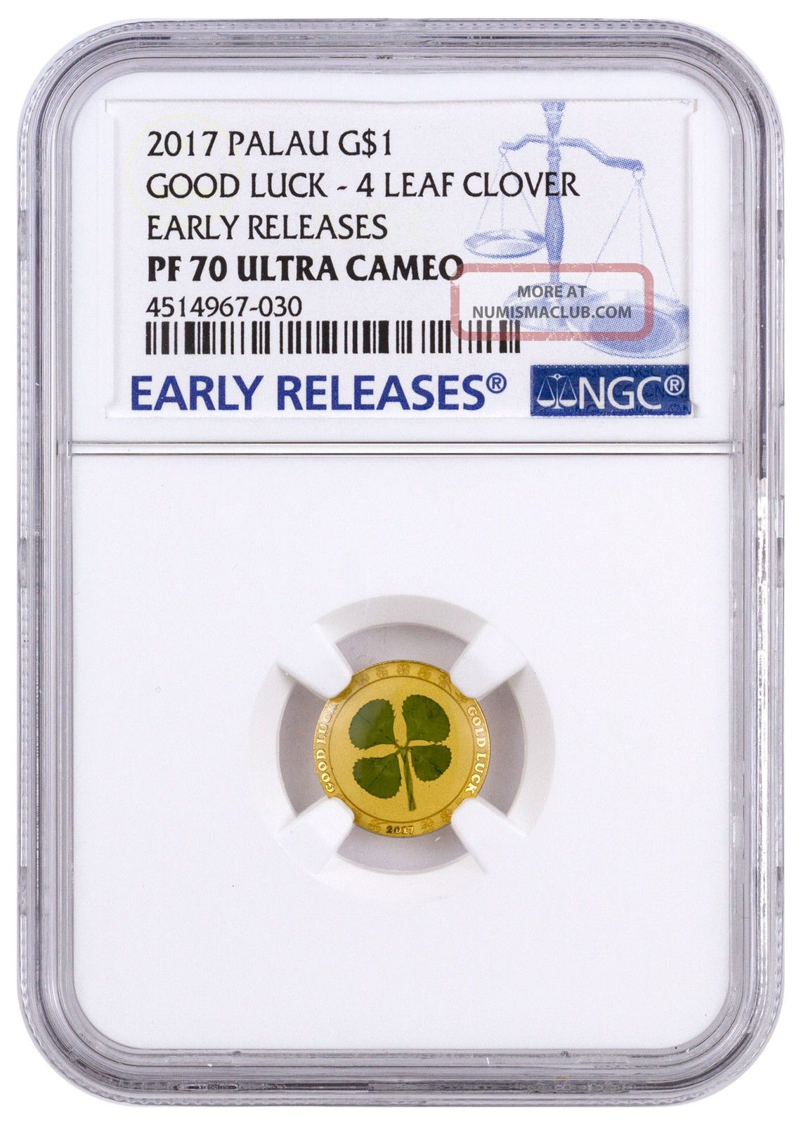 2017 Palau Four - Leaf Clover 1 G Gold Proof $1 Ngc Pf70 Uc Er Sku44248 Australia & Oceania photo