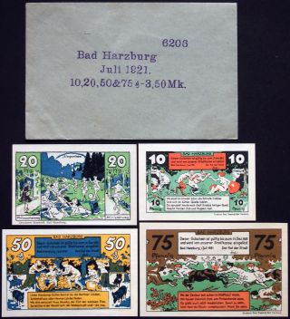 Bad Harzburg 1921 Complete Series In Rare Robert Ball Envelope German Notgeld photo