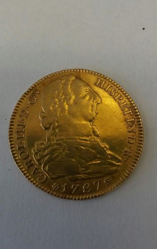 Carol Iii Gold Coin 1787 4 Escudos photo