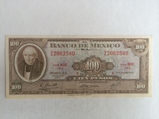 100 Peso Mexico Banknote 1972 Unc.  Hidlago Abnc Bqe photo