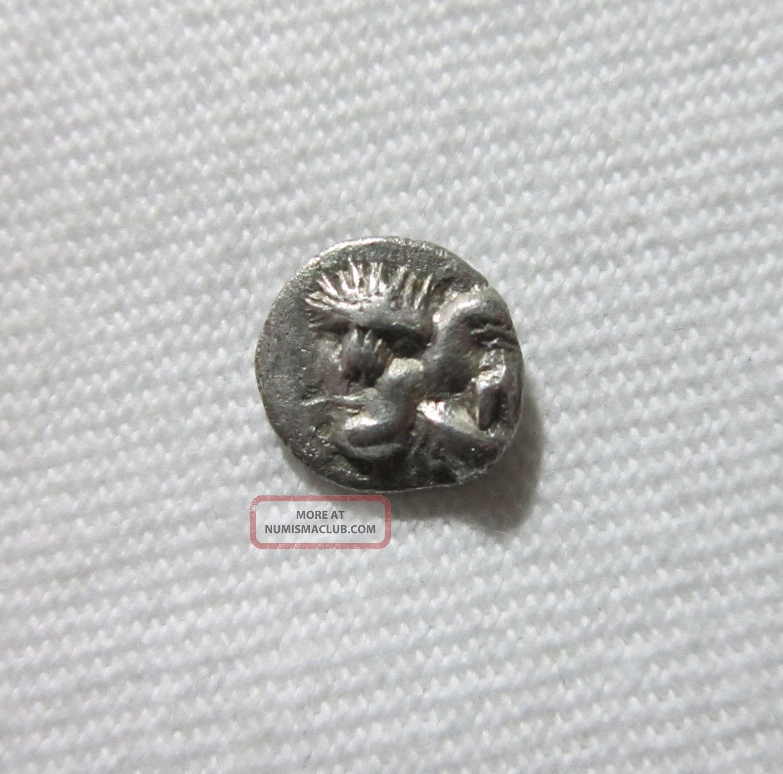 Moesia,  Istros.  Silver Obol.  C.  4th Century Bc.  Facing Male Heads/ Sea Eagle. Coins: Ancient photo