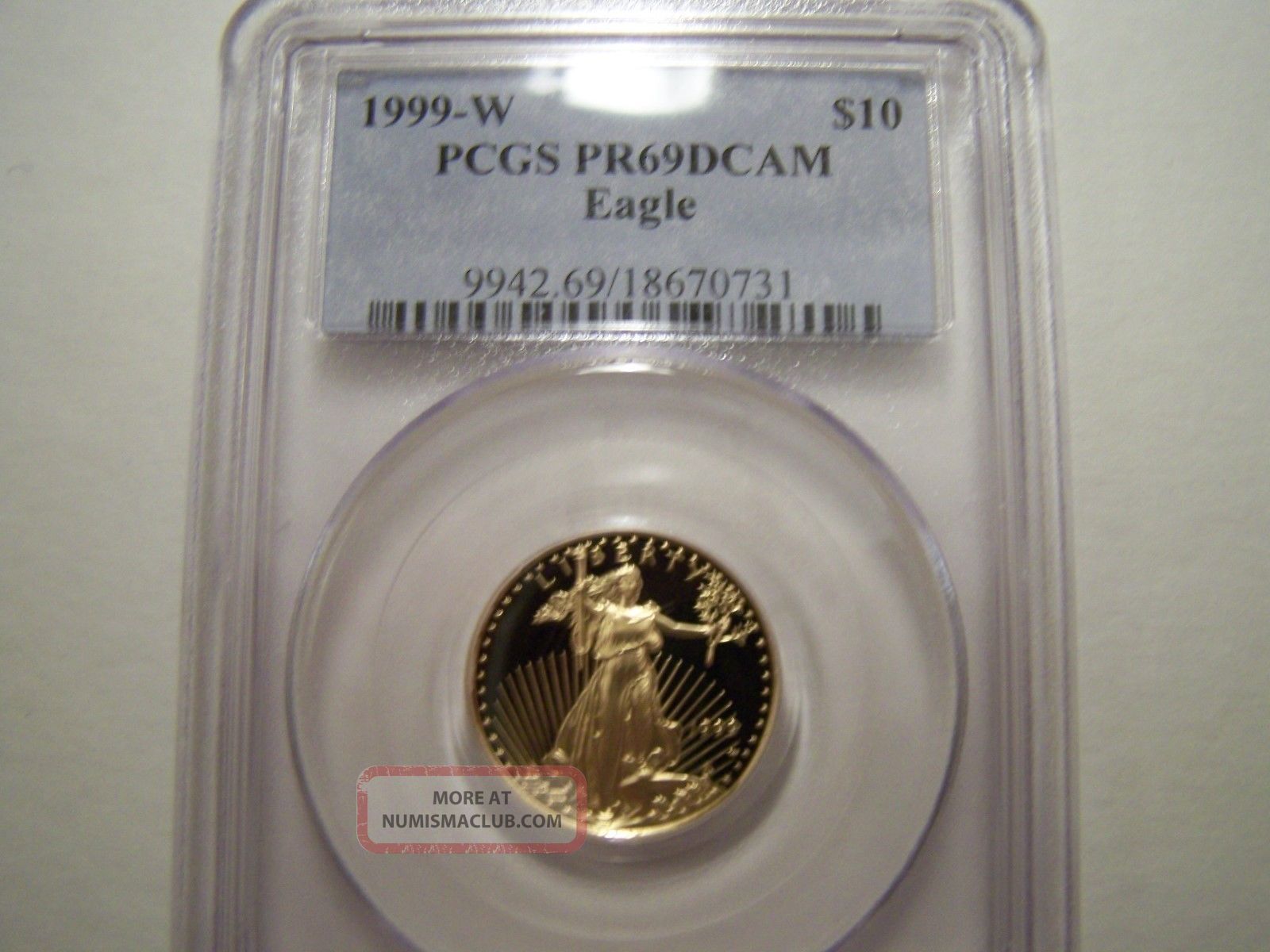 U.  S.  1999 - W $10 Gold Eagle Pcgs Pr69dcam Gold photo