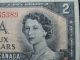 1954 $2 Dollar Bank Note Canada Devil ' S Face Bill C/b6155389 Coyne - Towers F Gr Canada photo 1