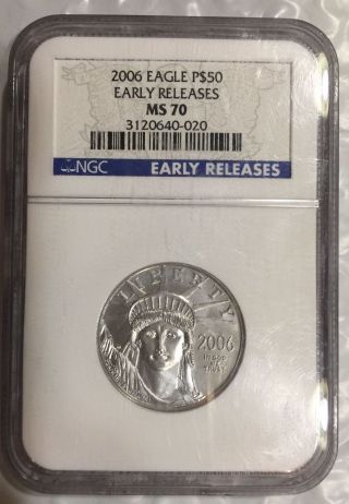 2006 $50 American Platinum Eagle 1/2 Ounce Ngc Ms70 Early Releases photo