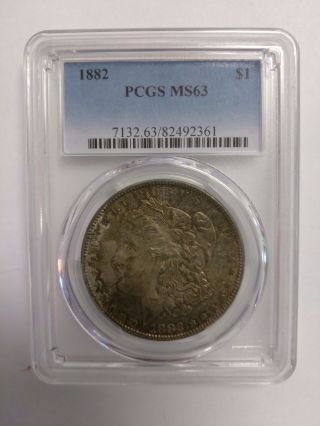 1882 Pcgs Ms63 Morgan Silver Dollar Coin Slabbed photo