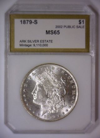 1879 S Morgan Silver Dollar Ms $1 Arkansas Silver Estate 2002 Gem Bu Unc photo
