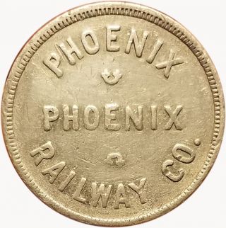 Phoenix Railway Co.  Phoenix,  Arizona Az One 5¢ Fare Transit Trade Token photo