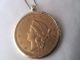 1854 Gold Coin Pendant With Gold Bezel And Chain Marked Copy On Back Exonumia photo 1