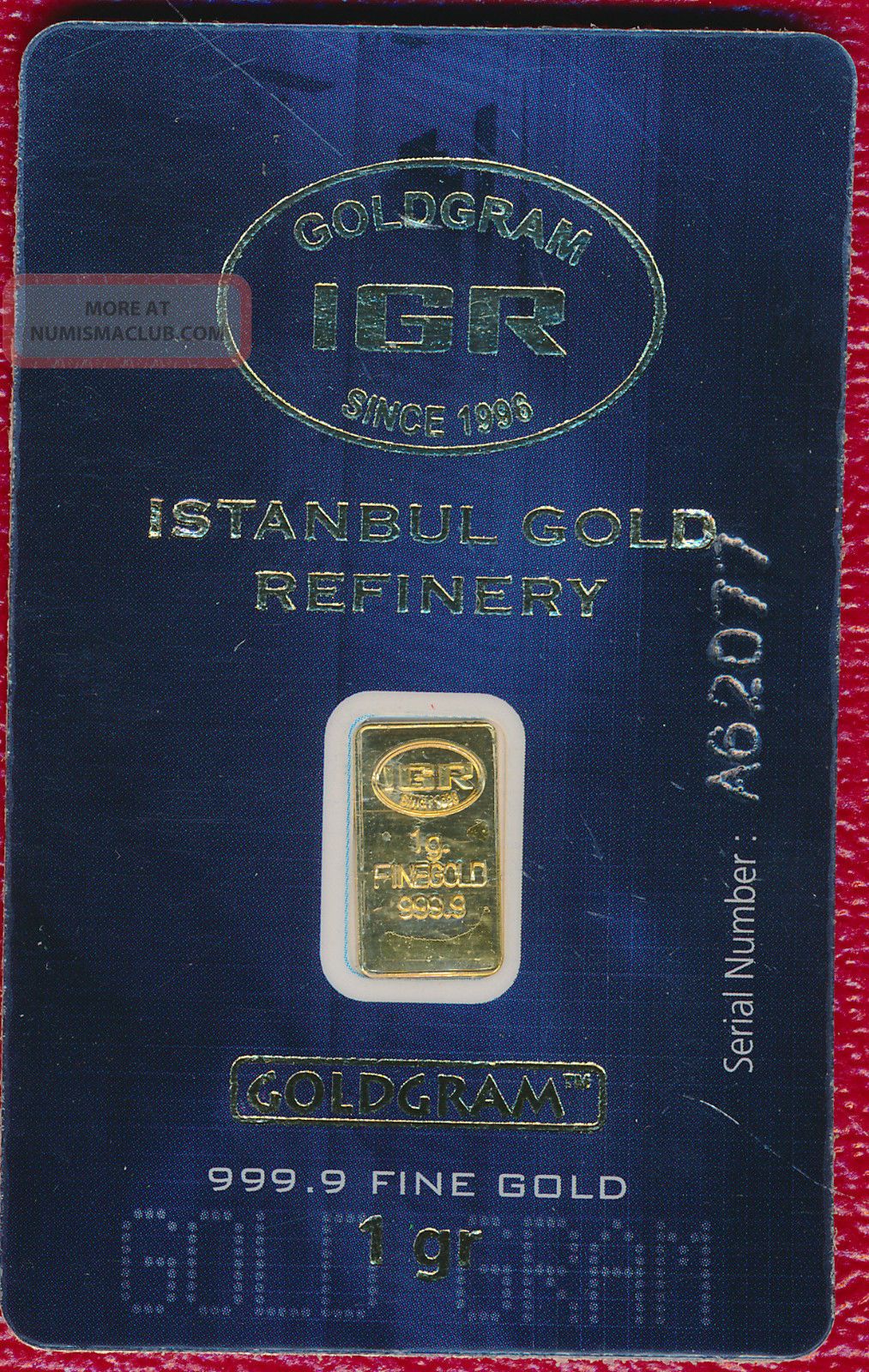 One (1) Gram 999.  9 Gold Goldram Bar With Serial Numbered Card Fabulous Gold photo