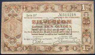 Netherland 1938 1 Gulden World Paper Money photo