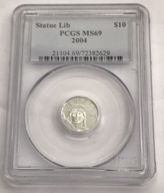 2004 1/10 Oz $10 Platinum American Eagle Coin Pcgs Ms 69 photo