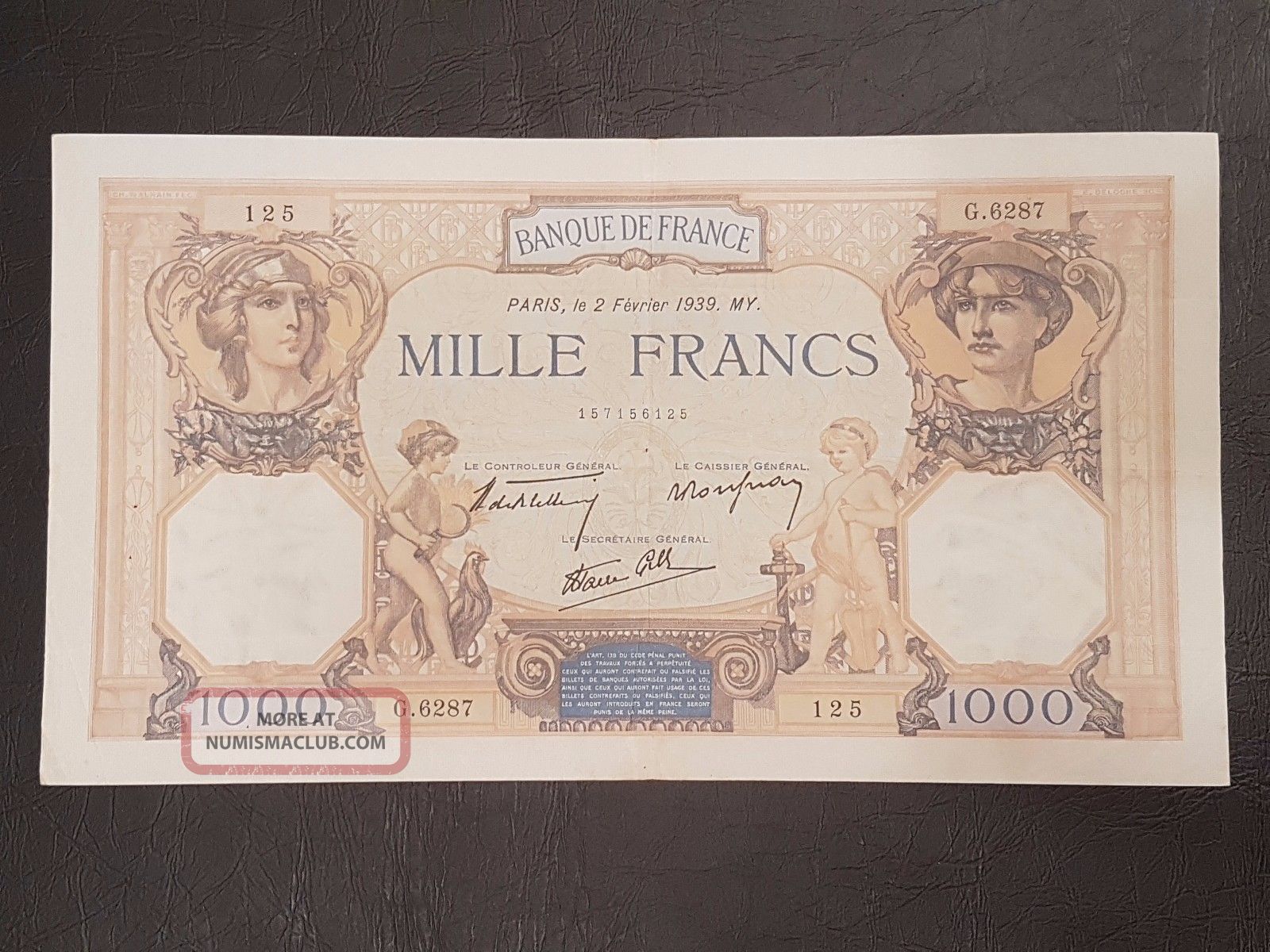 France 1000 Francs 1939 Europe photo