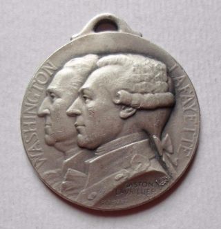 1917 Ww1 Washington Lafayette France & Usa Bastille & Independence Day Medal photo