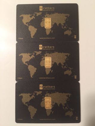 Karatbars (3) One Gram 999.  9 Fine Gold Cards photo