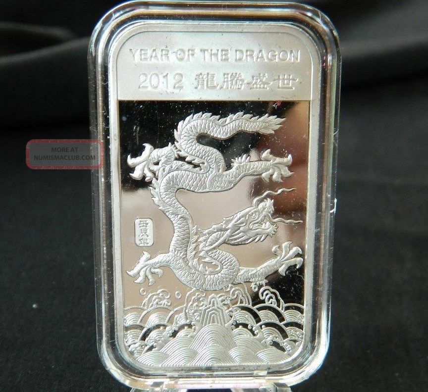 1 oz silver bar year of the dragon 2012 999 fine silver