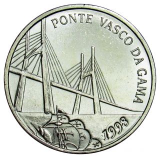 Portugal 500 Escudos Silver Coin 1998 Km 705 Vasco Da Gama Bridge (a3) photo