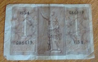 Italy / Italia 1939 1 Lira / Ww2 Circulated Banknote photo